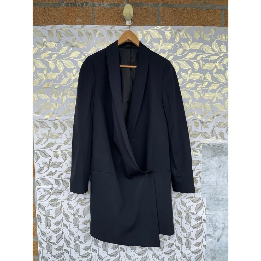 AllSaints Verne Draped Blazer Dress - Avant Garde Asymmetric - Black EU 36